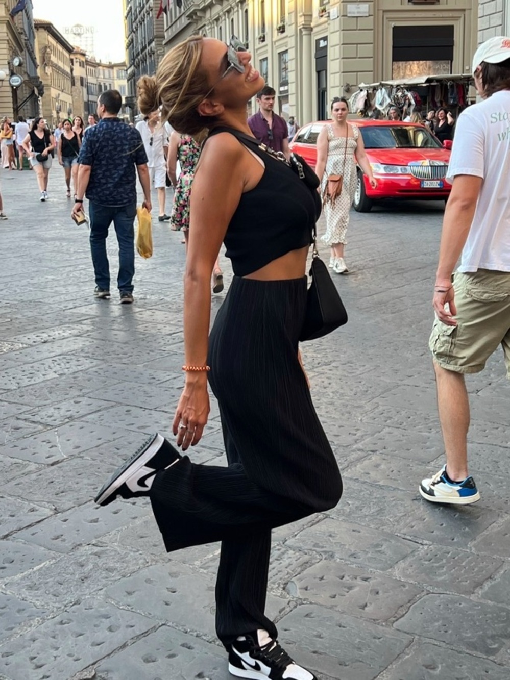 zara Black Pleated Wide-Leg Pants size s